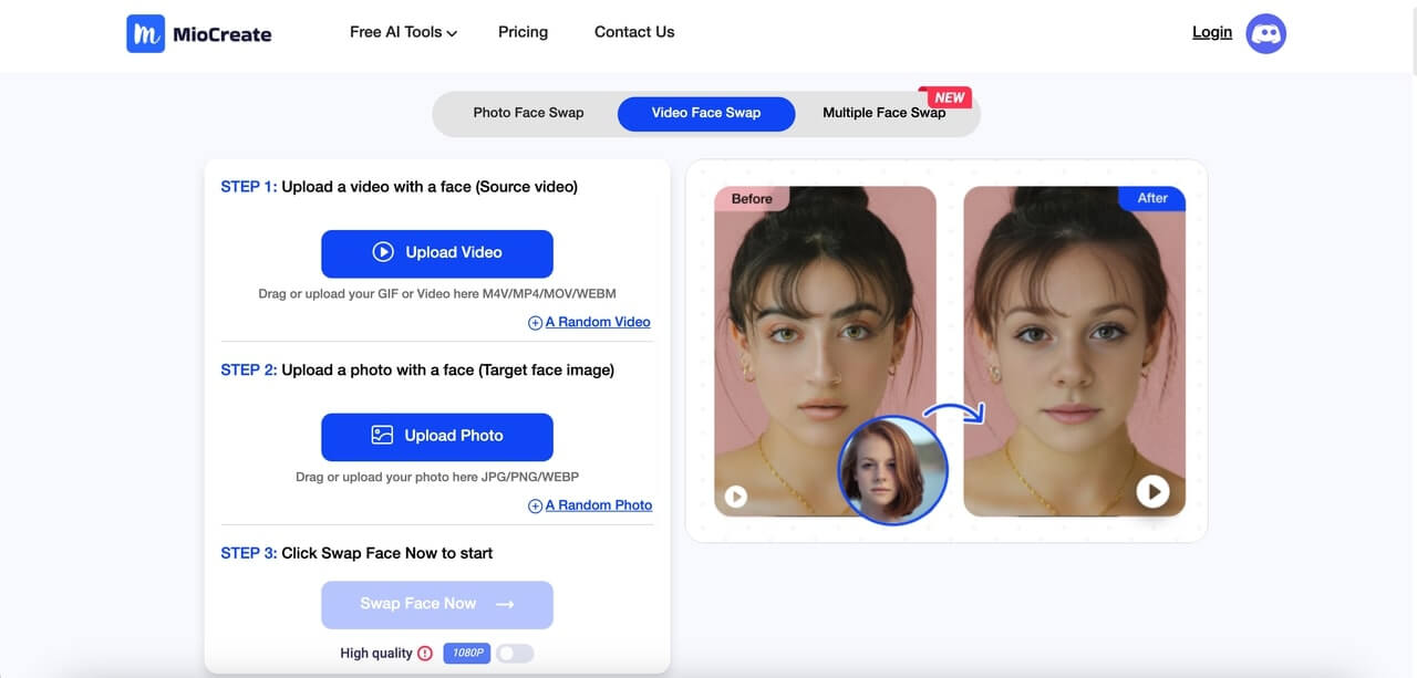 MioCreate AI Face Swap in Video