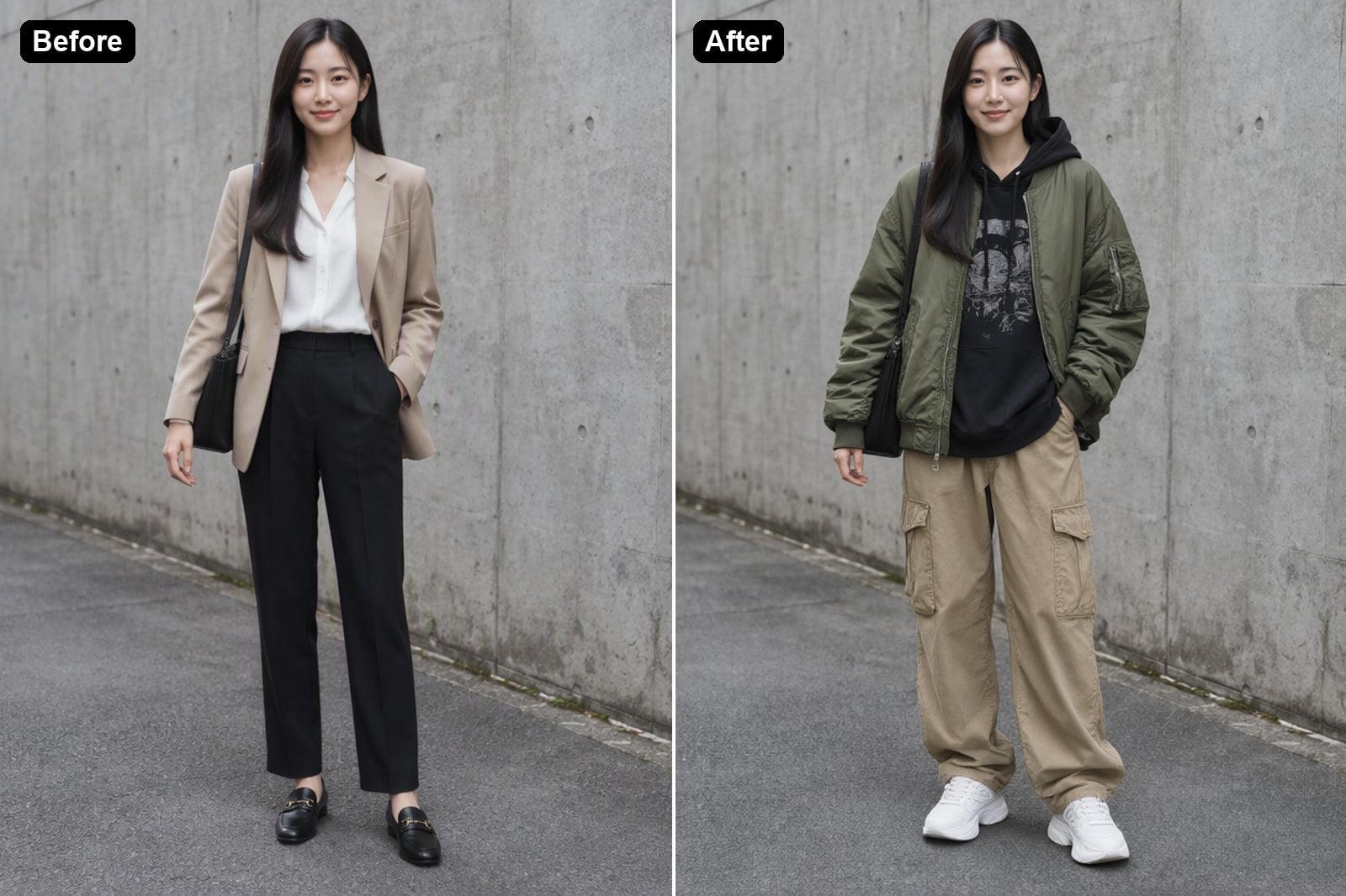Streetwear - AI clothes changer before and after