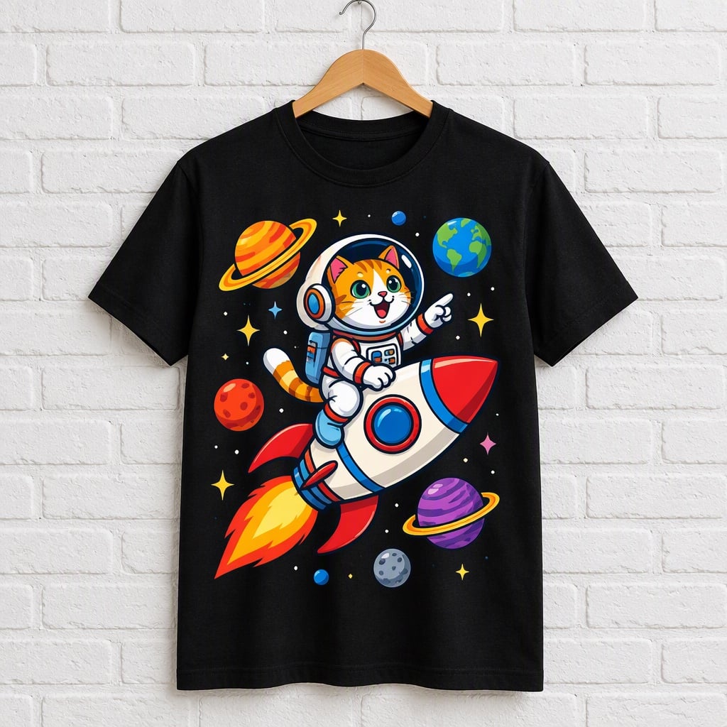 宇宙飛行士ネコTシャツ