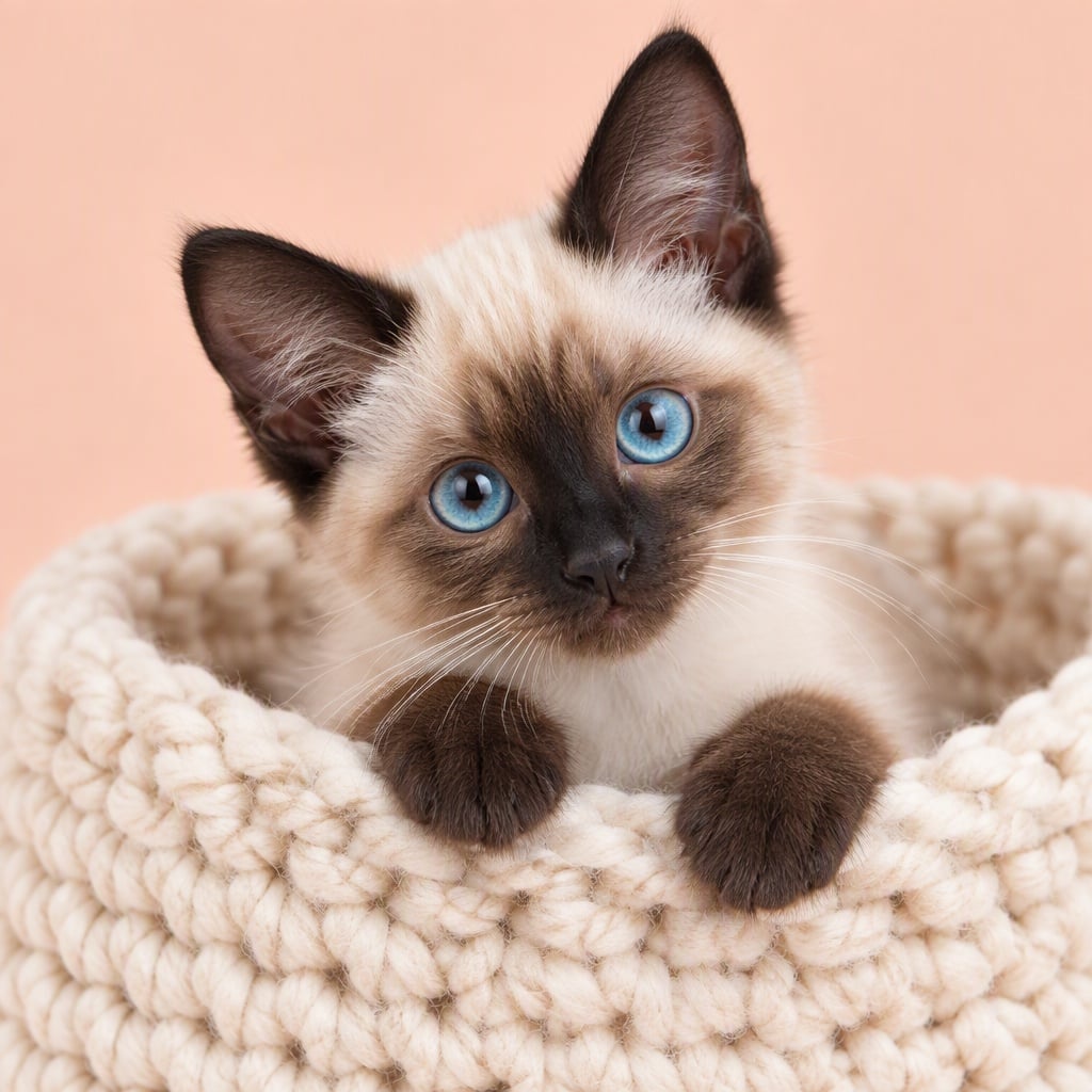 Siamese Kitten Basket