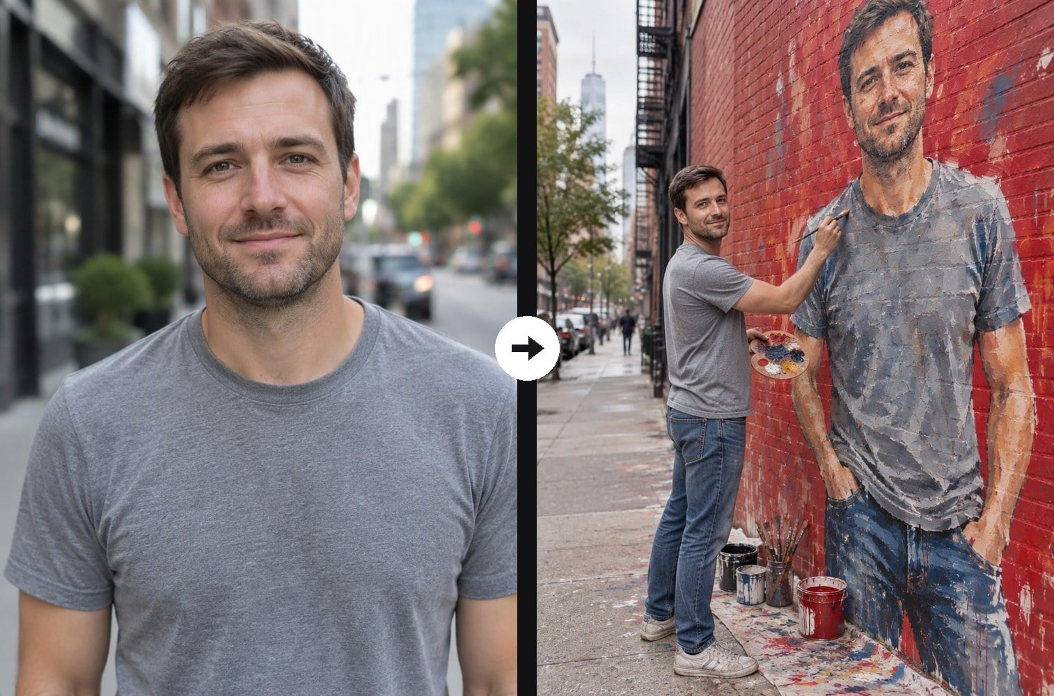 You twice in one picture - AI Wall Art