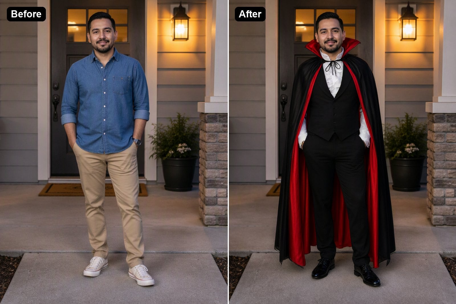 Halloween Costume - AI clothes changer before and after