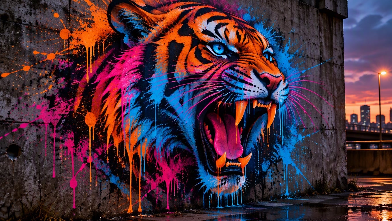 Neon Tiger Mural