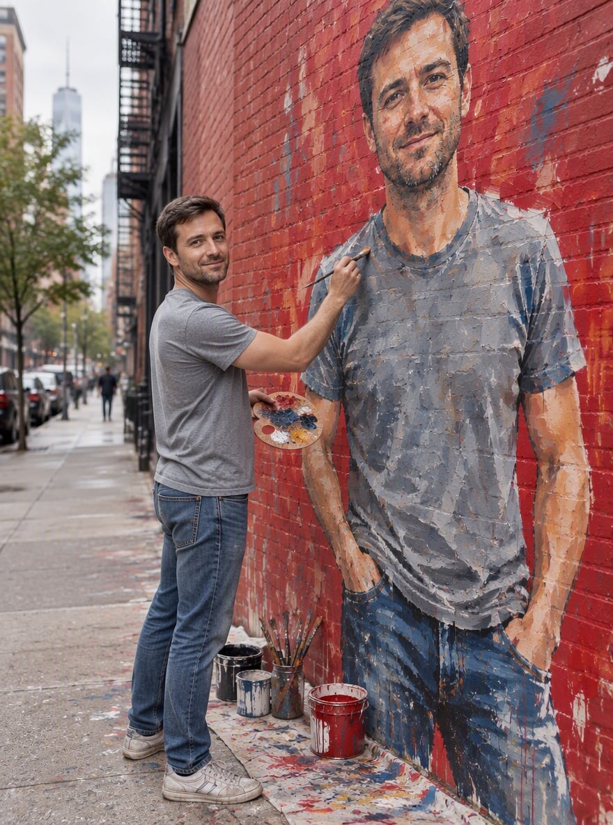 Street Painter in a Tee - AI Wall Art