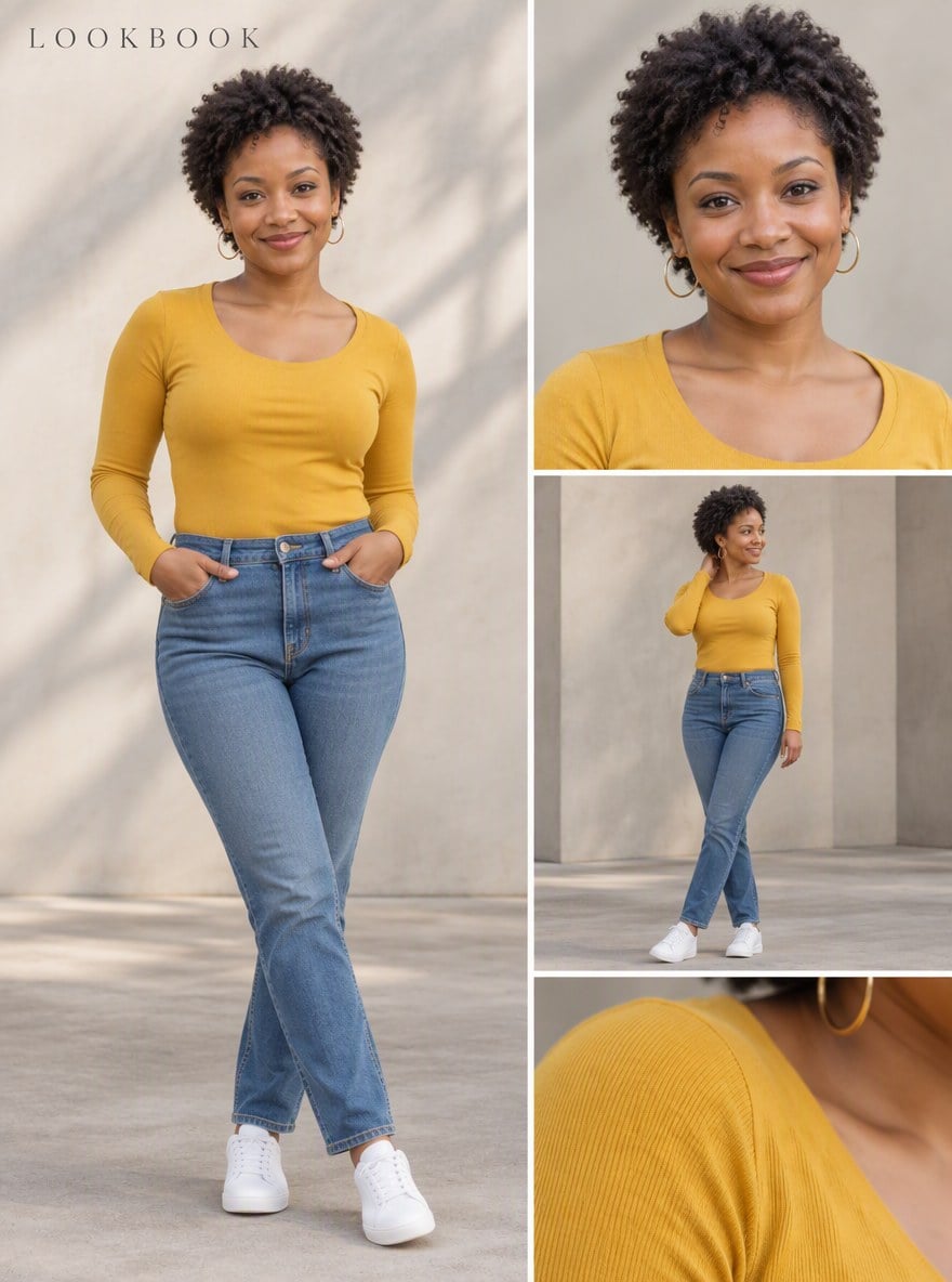 Top a colori vivaci - Generatore di lookbook IA