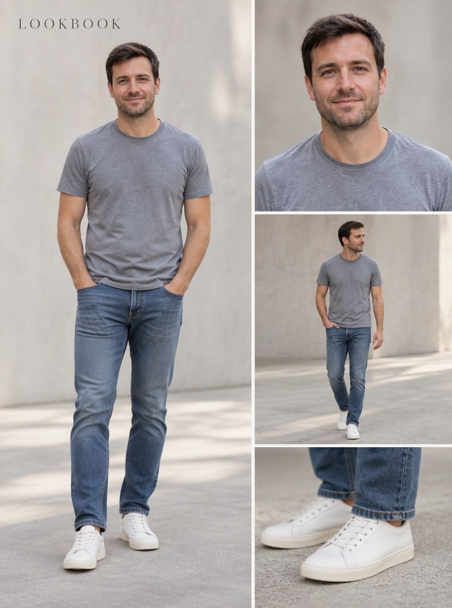 Moda uomo casual - Generatore di lookbook IA