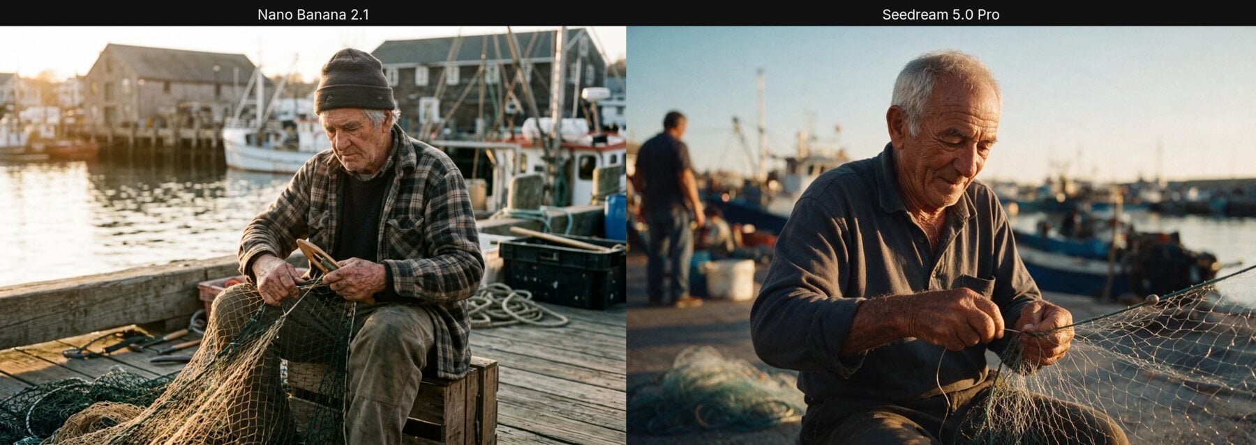 Fisherman portrait: Nano Banana 2.1 vs Seedream 5.0 Pro