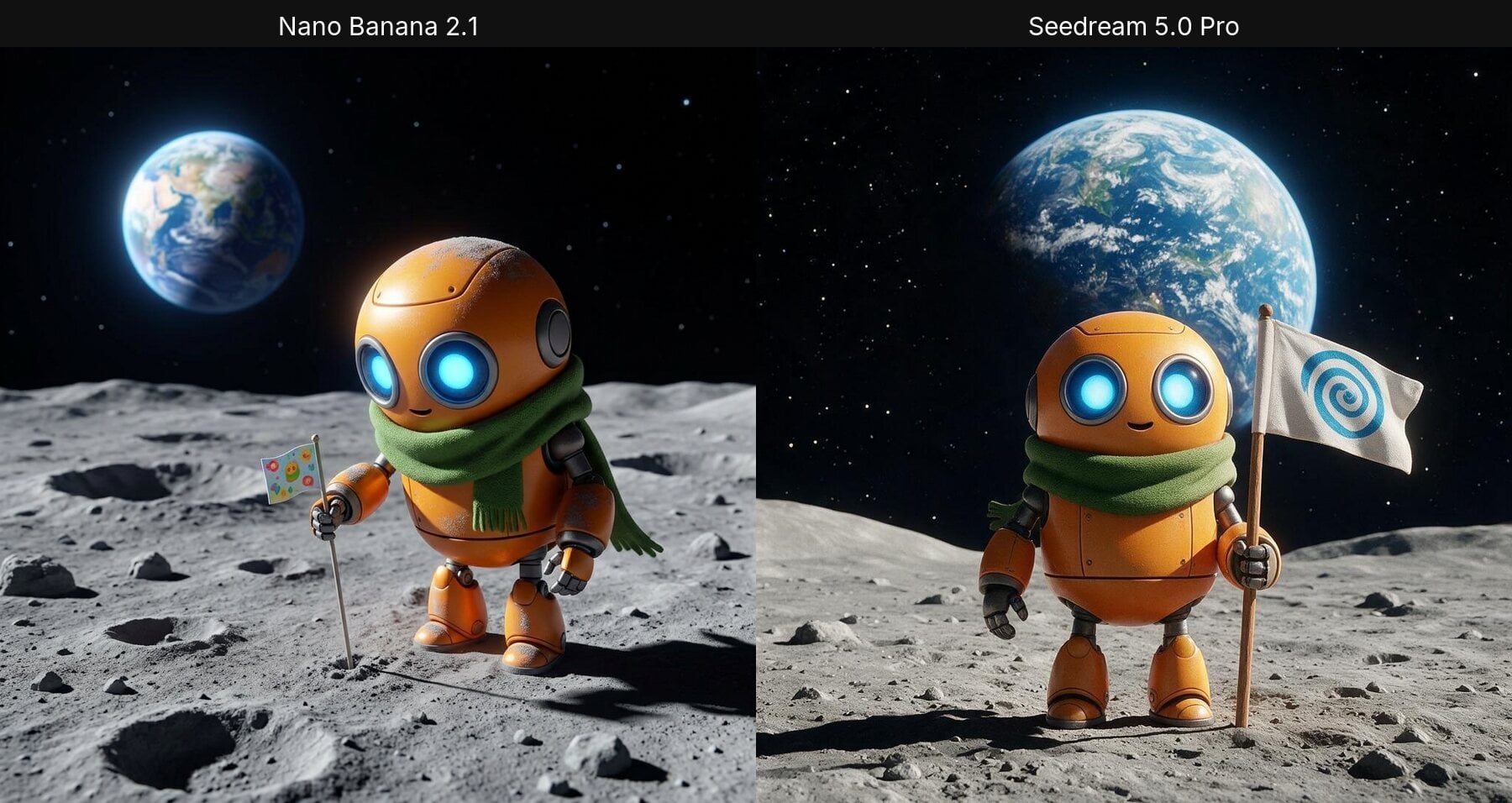 Reference edit on the Moon: Nano Banana 2.1 vs Seedream 5.0 Pro